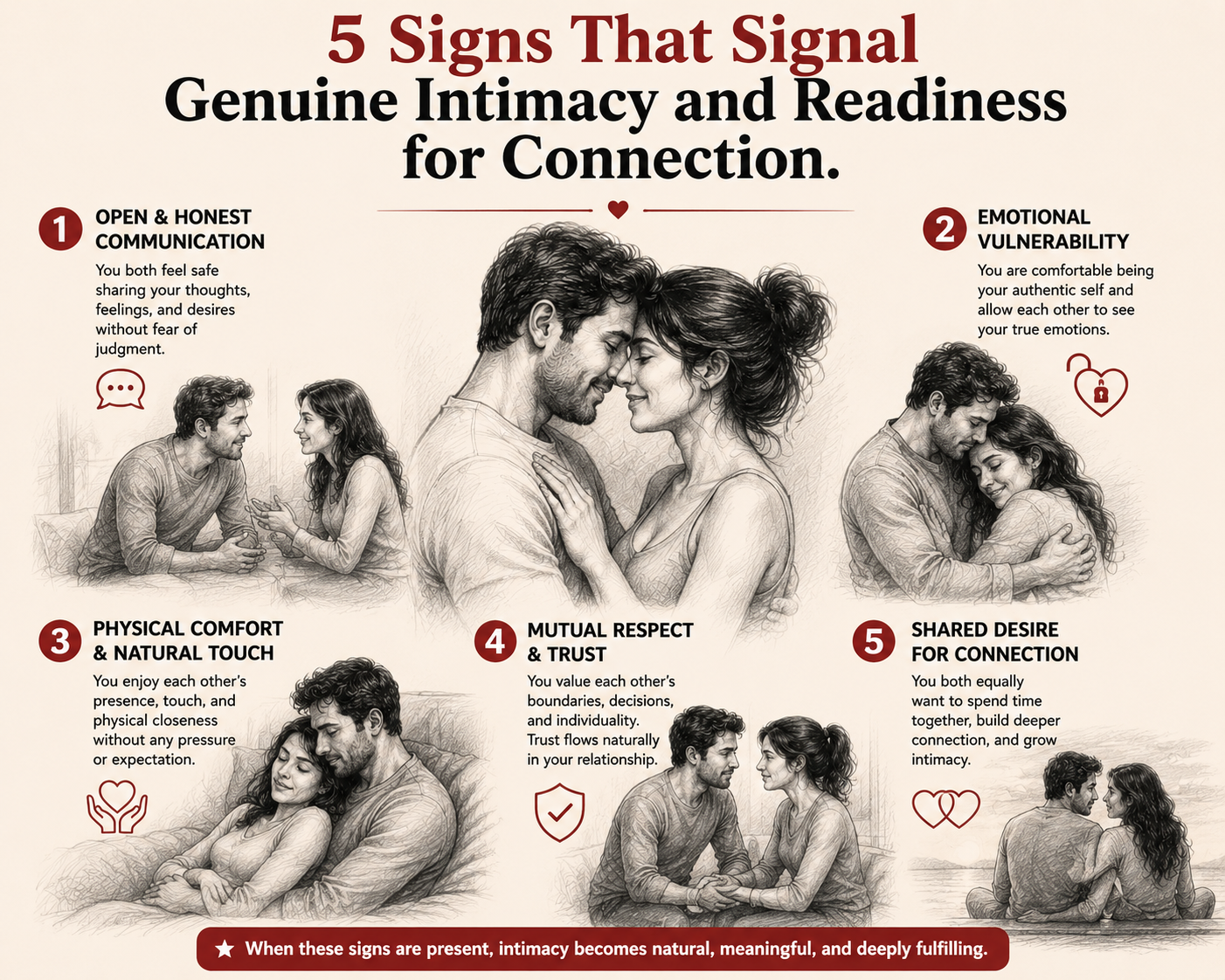 5 Signs that signal genuine intimacy and readiness for connection.